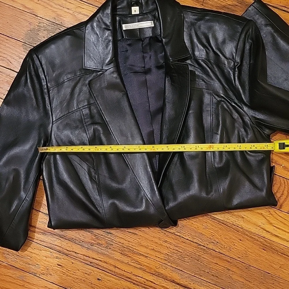 Vintage 90s Leather Jacket Size‎ 8 Black Grunge Baddie Button